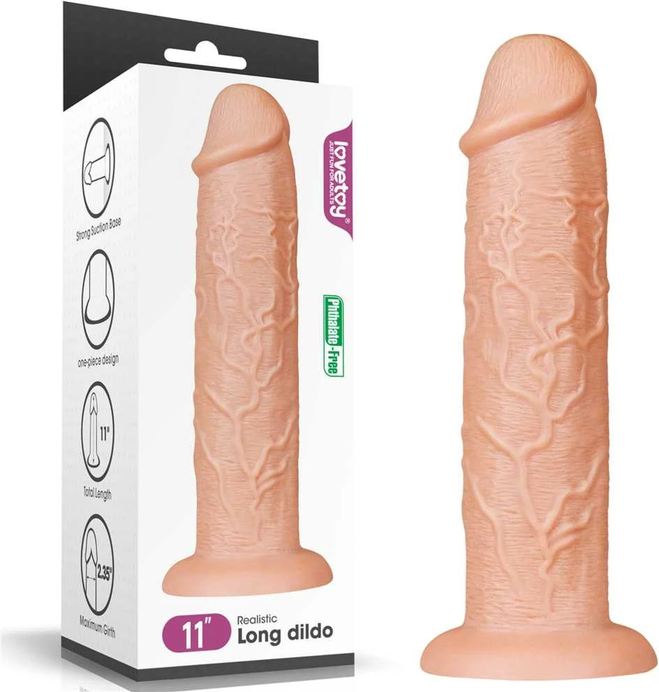 Lovetoy Long galingas dildo su siurbtuku ir venomis 28 cm