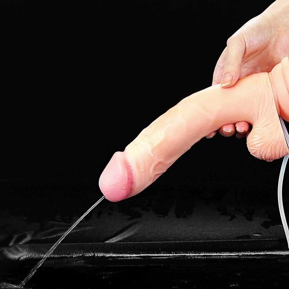 LoveToy 9 colių minkštas ejakuliacijos penis su kamuoliuku