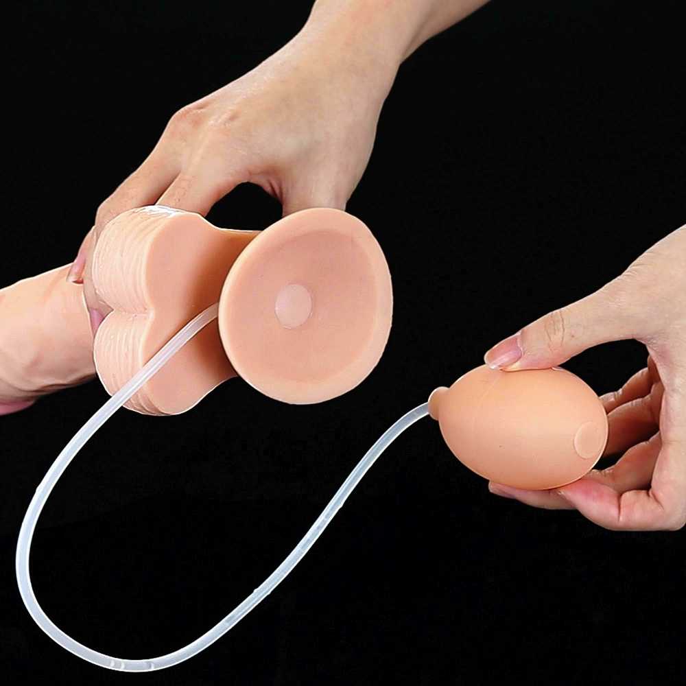 LoveToy 9 colių minkštas ejakuliacijos penis su kamuoliuku
