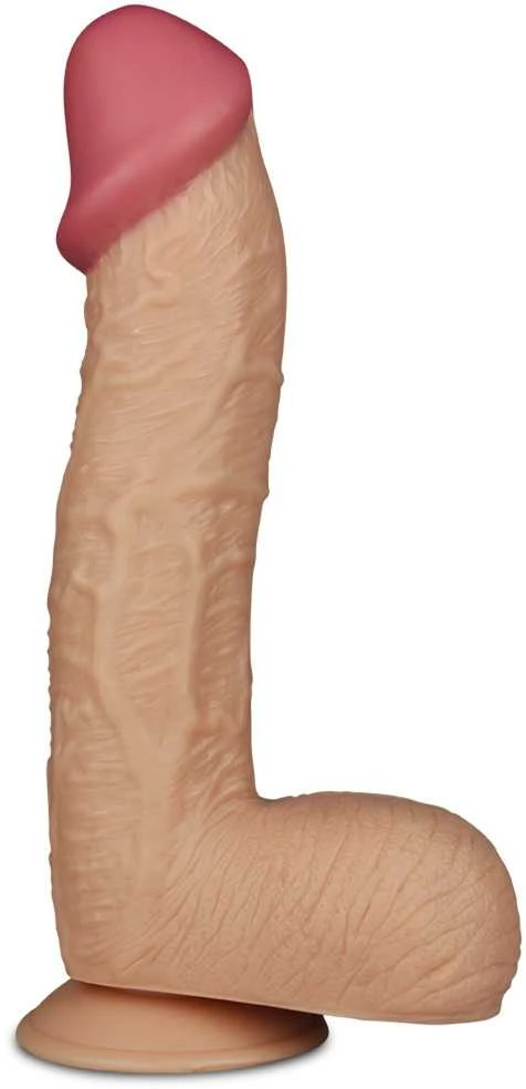 „Lovetoy“ didelis, gyslotas, kūno spalvos penis su siurbtuku 28,5 cm