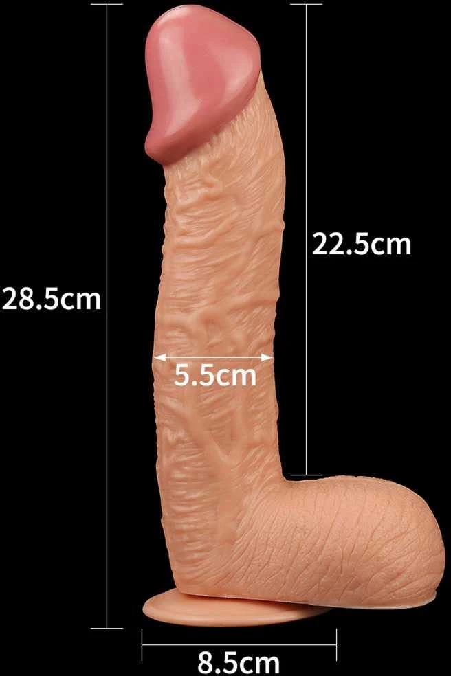 „Lovetoy“ didelis, gyslotas, kūno spalvos penis su siurbtuku 28,5 cm
