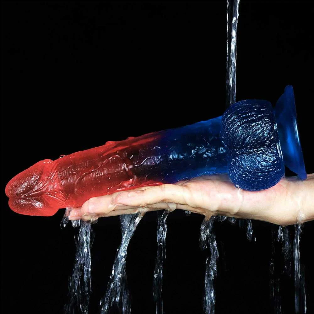 Lovetoy Dviejų spalvų dildo stiprus siurbtukas orgazmo varpos