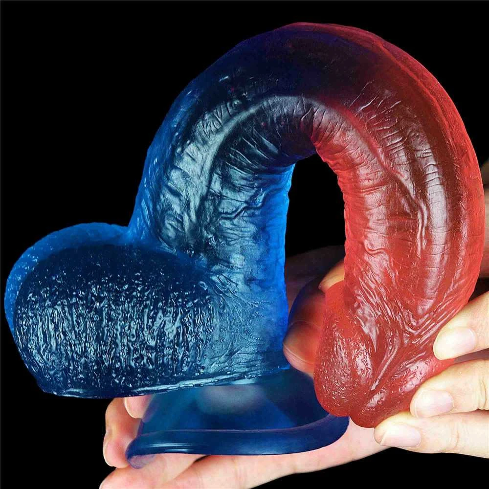 Lovetoy Dviejų spalvų dildo stiprus siurbtukas orgazmo varpos