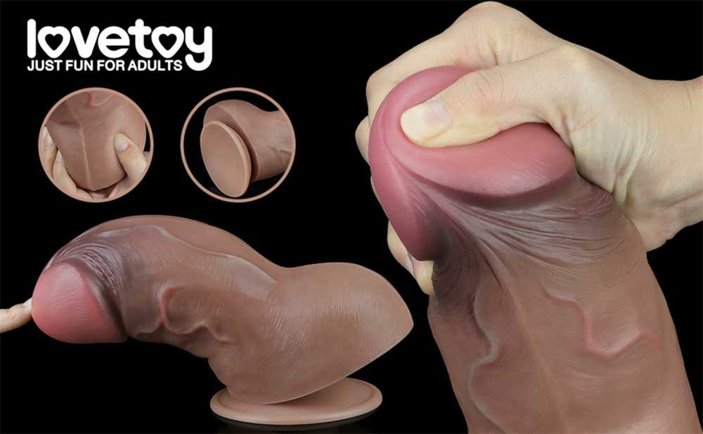„Lovetoy“ storas, gyslotas dildo, realistiškas apimtis 21,5 cm