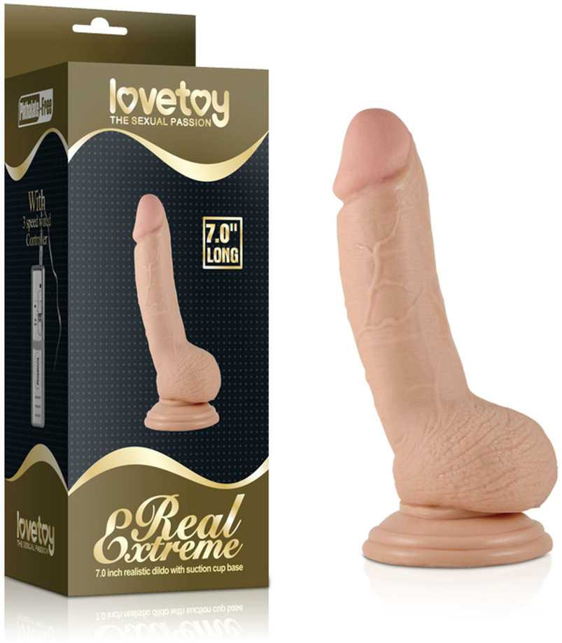 Lovetoy 7 colių ilgio itin stiprus vibruojantis dildo