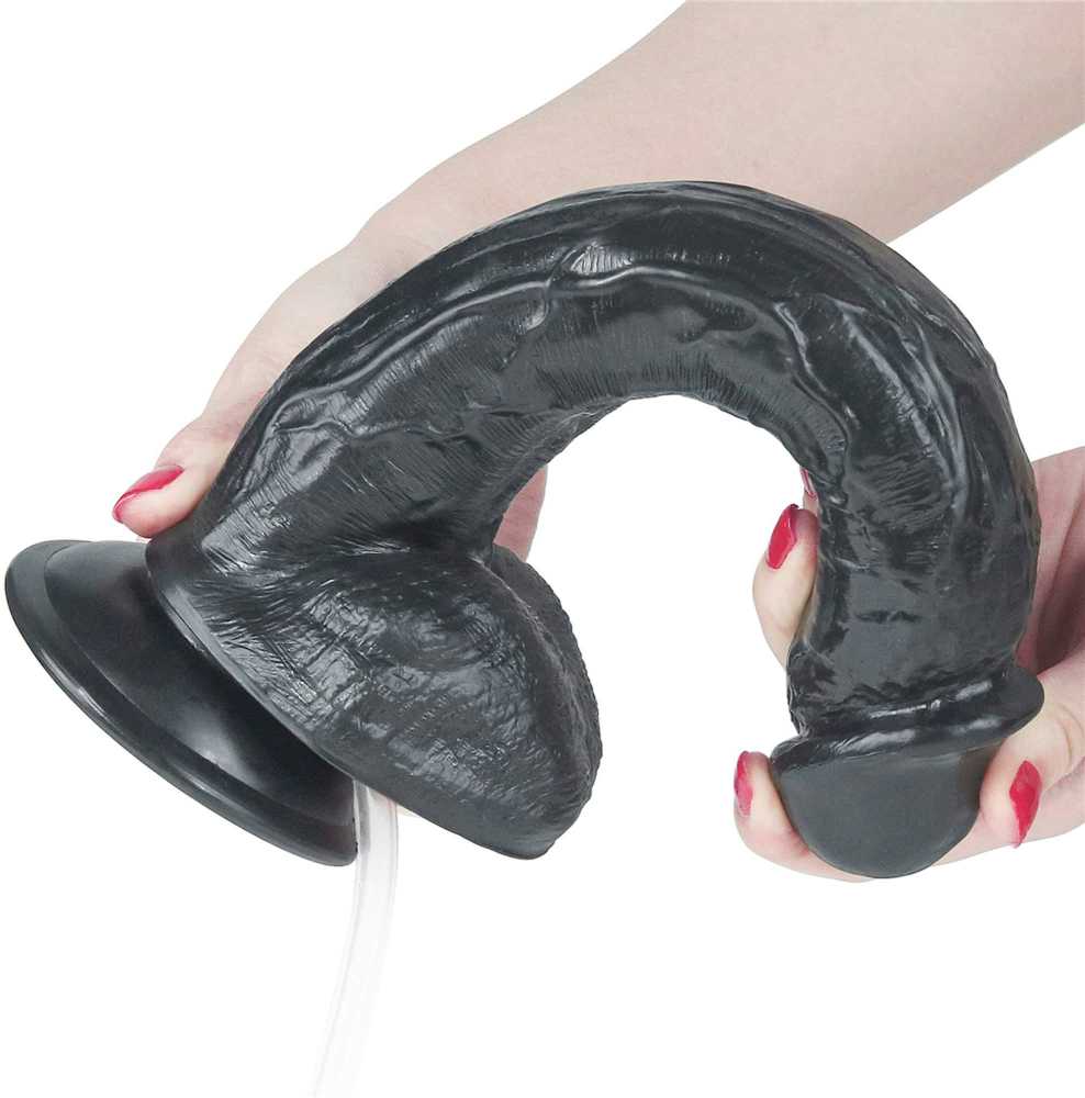 Lovetoy Juoda dildo styguotas siurbtukas ir ejakuliacija 28 cm