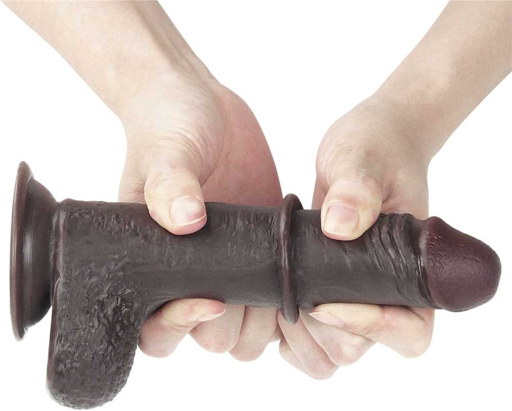 LOVETOY 7'' Sliding-Skin Dildo Coffee
