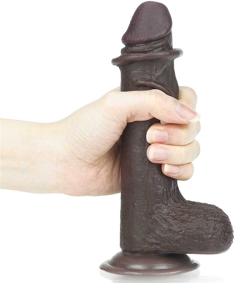 LOVETOY 7'' Sliding-Skin Dildo Coffee
