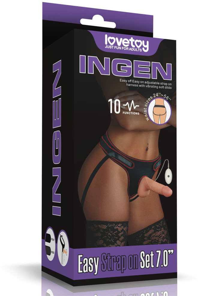 Lovetoy Vibruojantis „Easy Strapon“ rinkinys 7.0''