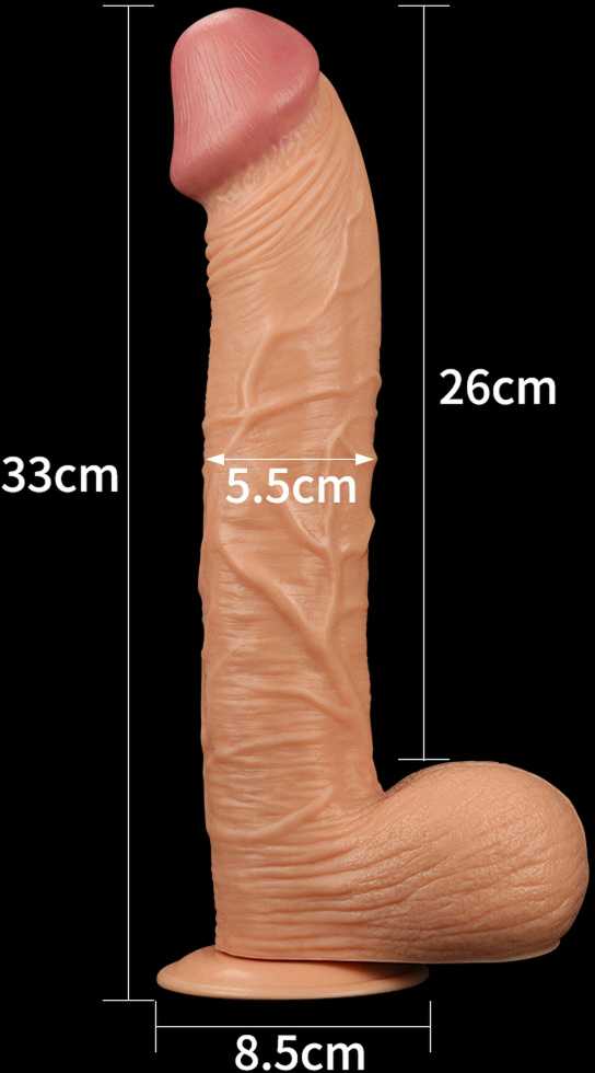 Lovetoy Šiek tiek išlenktas nuogas dildo su siurbtuku 33cm