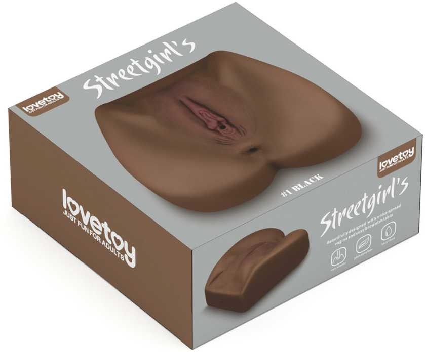 „Lovetoy“ masturbatorius, juodaodis, realistiškas, su makštimi ir išange.