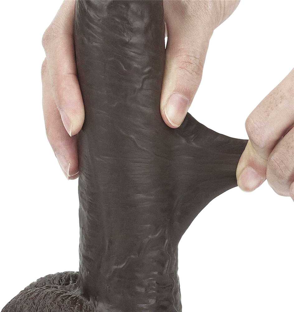LOVETOY 9'' Sliding-Skin Dildo Coffee