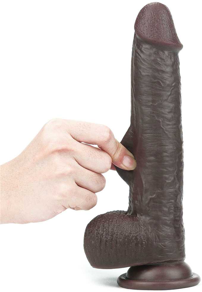 LOVETOY 9'' Sliding-Skin Dildo Coffee