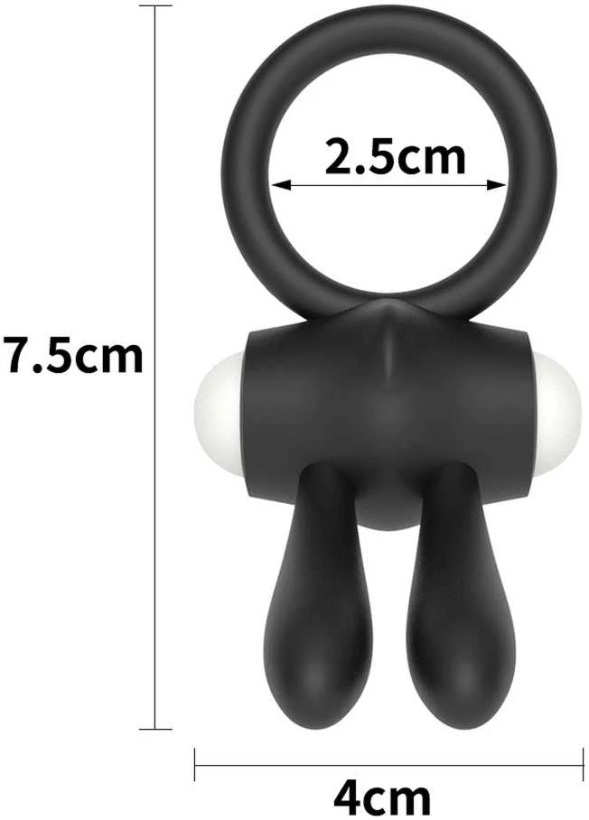 LOVETOY Power Clit Cockring Bunny Juodas