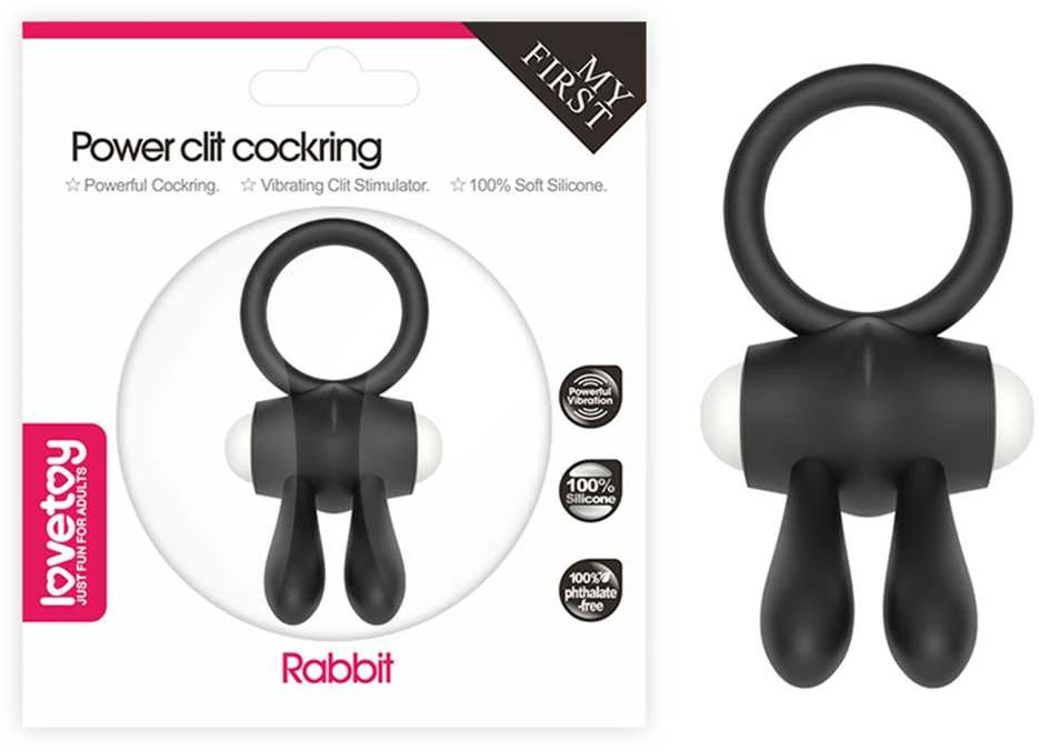 LOVETOY Power Clit Cockring Bunny Juodas