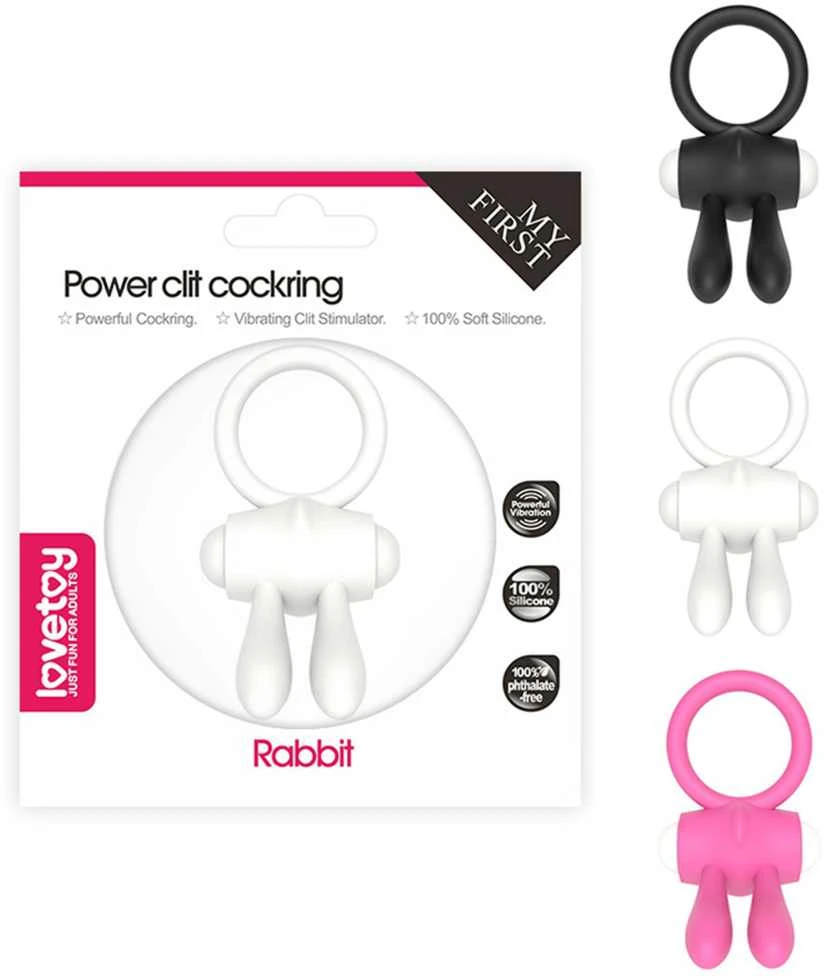 LOVETOY Power Clit Cockring Bunny Juodas