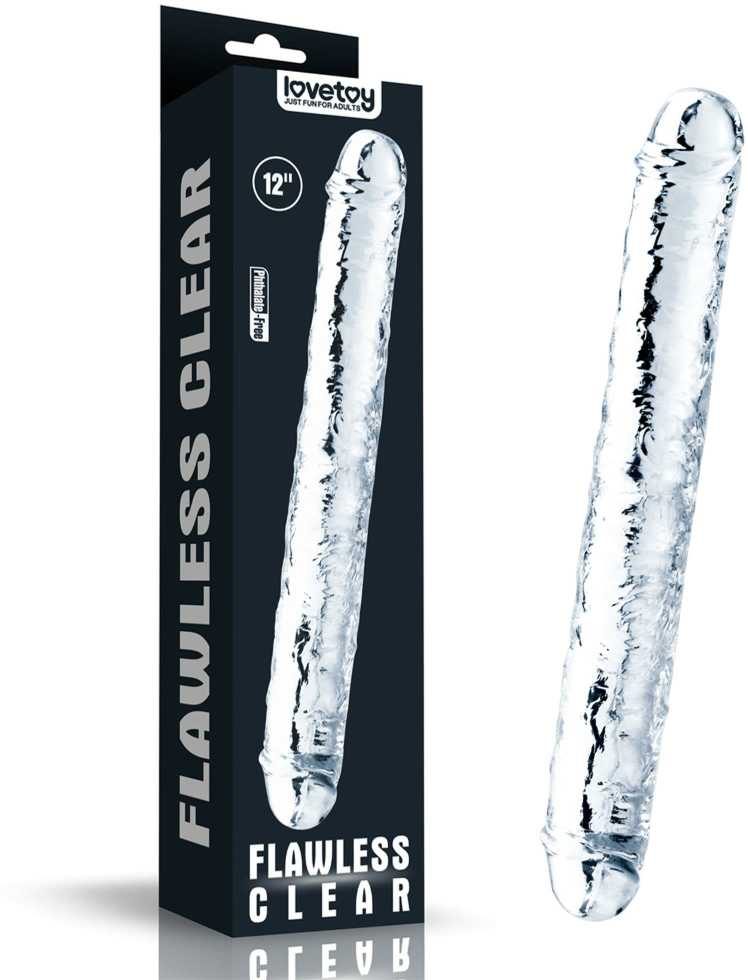 LOVETOY 12'' Nepriekaištingas skaidrus Dvigubas Dildo Clear