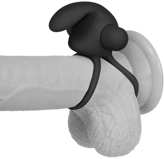 Lovetoy Silikoninis varpos žiedas „Power Clit Duo“ – juodas