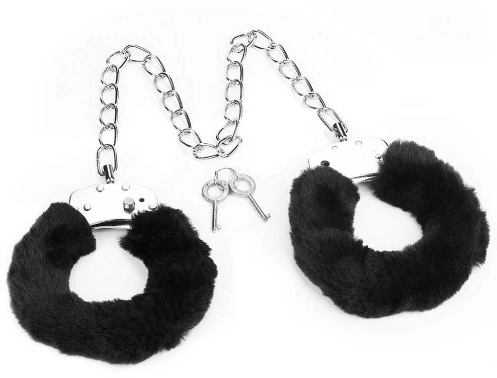 Lovetoy Fluffy juoda BDSM rankų ir kojų antrankiai