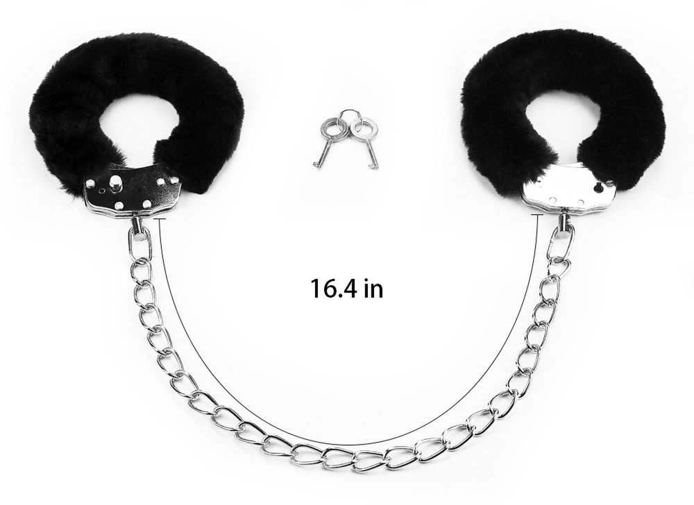 Lovetoy Fluffy juoda BDSM rankų ir kojų antrankiai