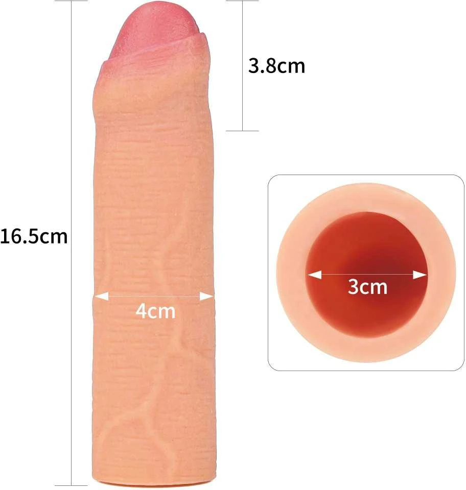 Lovetoy Pridėti 2,5 cm revoliucinį silikoninį „Nature“ ilgintuvą neapipjaustytam