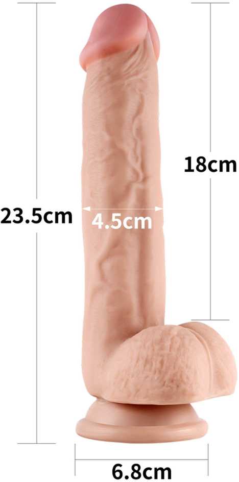LoveToy 9,5 colio slankiojančios odos dvigubo sluoksnio dildo