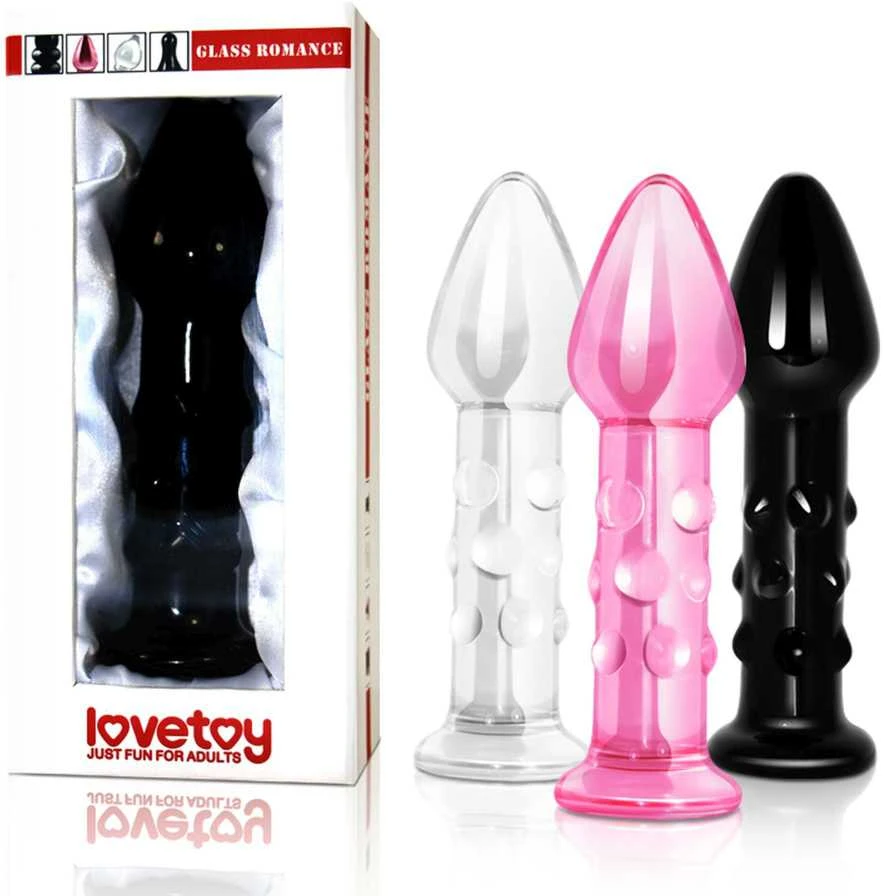 Lovetoy Rožinė stiklinis korek analny stylowy su wypustkami