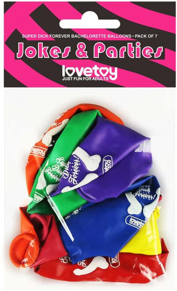 Lovetoy „Super Dick Forever Bachelorette“ balionai (7 vnt. pakuotėje)