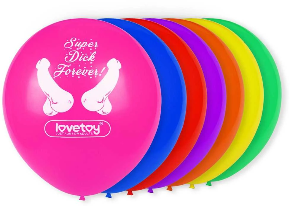 Lovetoy „Super Dick Forever Bachelorette“ balionai (7 vnt. pakuotėje)