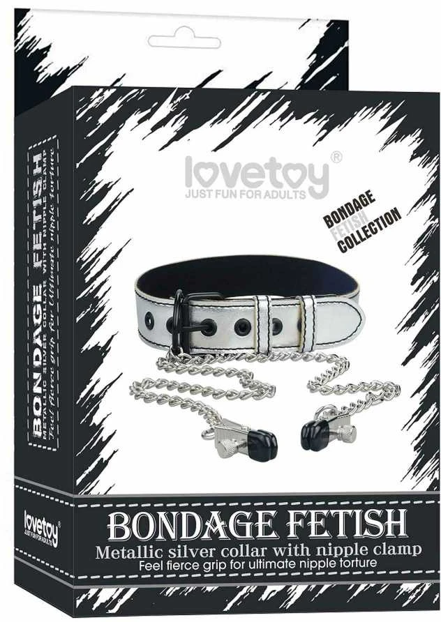 Lovetoy Harness apykaklė su speneliais ant grandinėlių bdsm