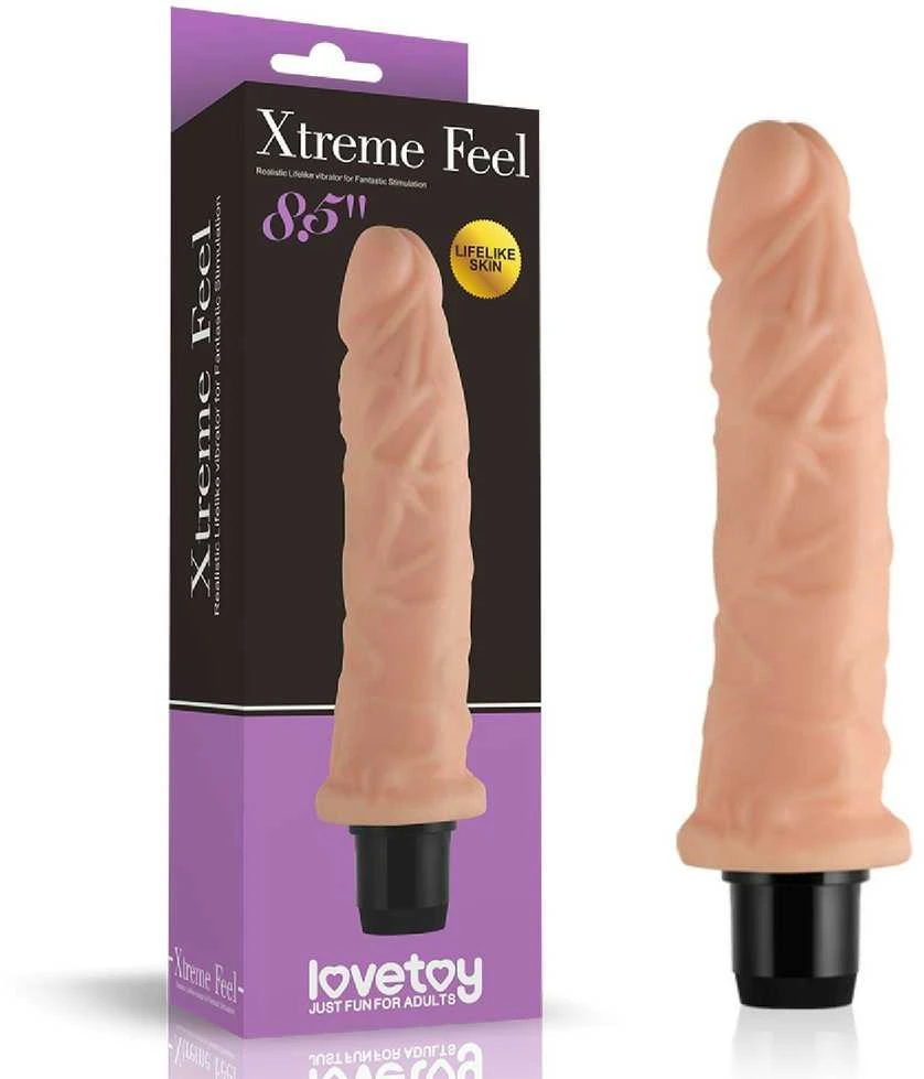 „Lovetoy“ vibratorius, natūralus, gyslotas, vibruojantis penis, 20 cm
