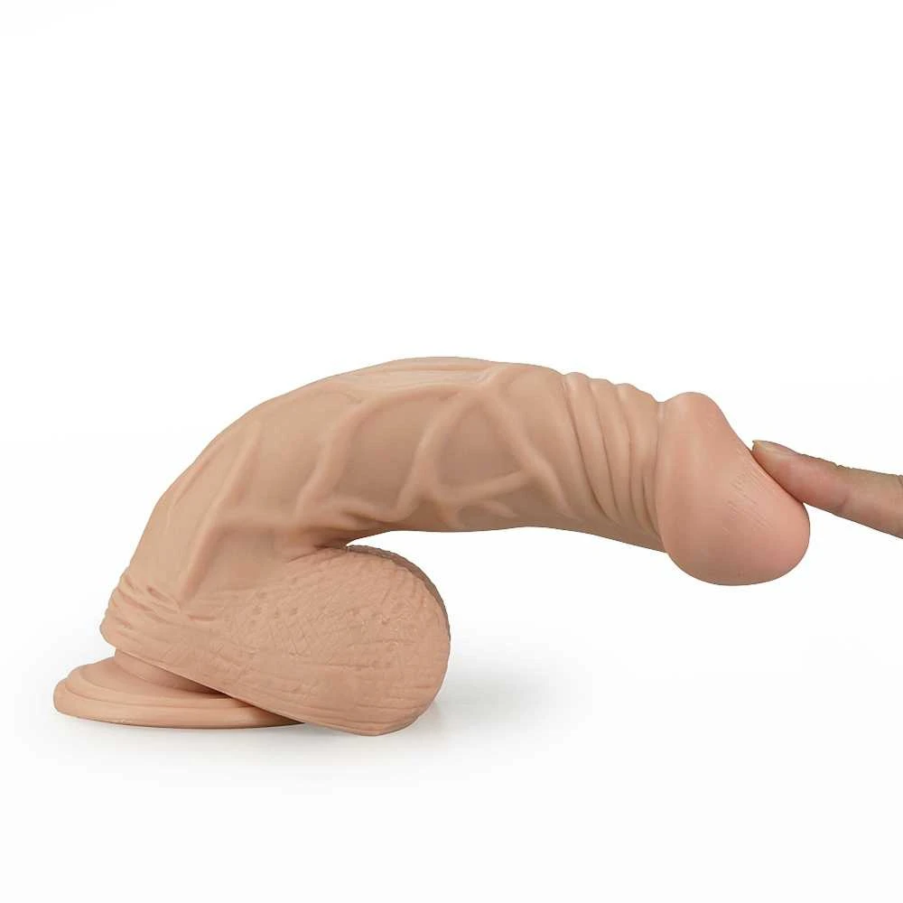 Lovetoy 9 colių ilgio itin stiprus vibruojantis dildo su minkšta oda