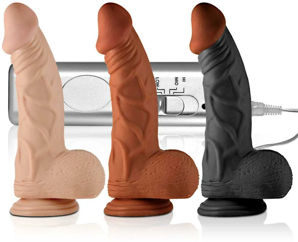 Lovetoy 9 colių ilgio itin stiprus vibruojantis dildo su minkšta oda