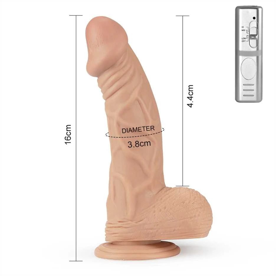 Lovetoy 9 colių ilgio itin stiprus vibruojantis dildo su minkšta oda