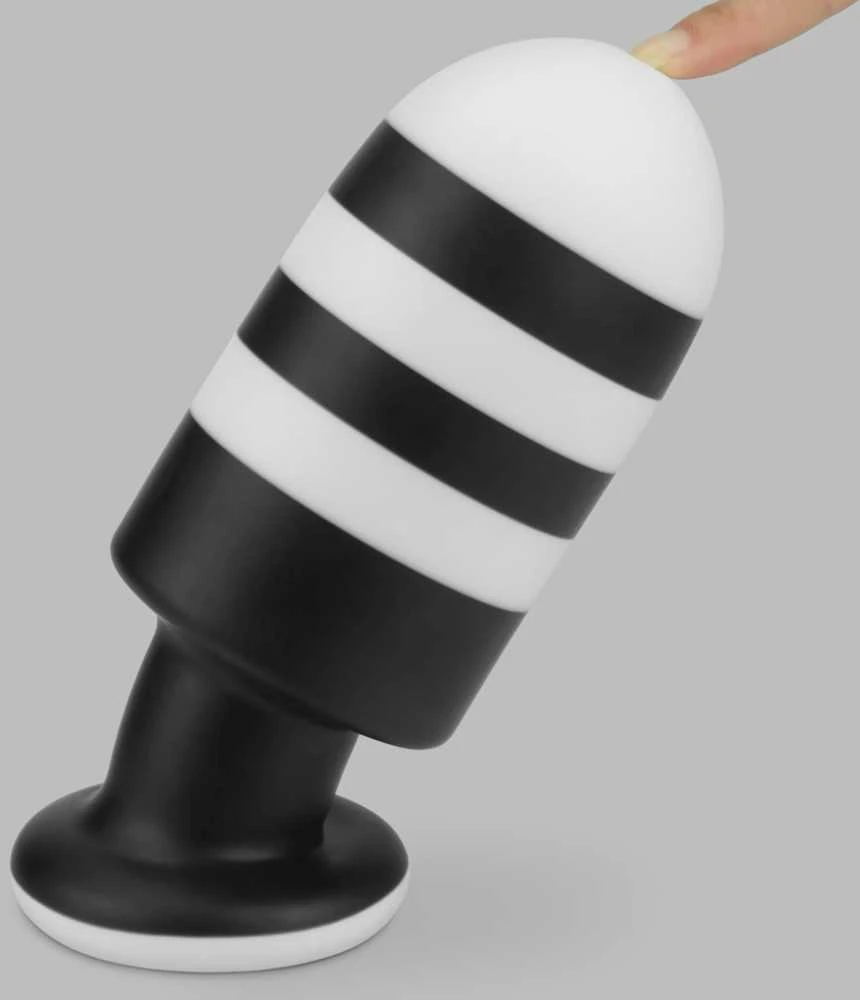 Lovetoy ANALINIS KAIŠTUKAS JUODA-BALTA SILIKONINIS ANALINIS KAIŠTUKAS 19,5 CM