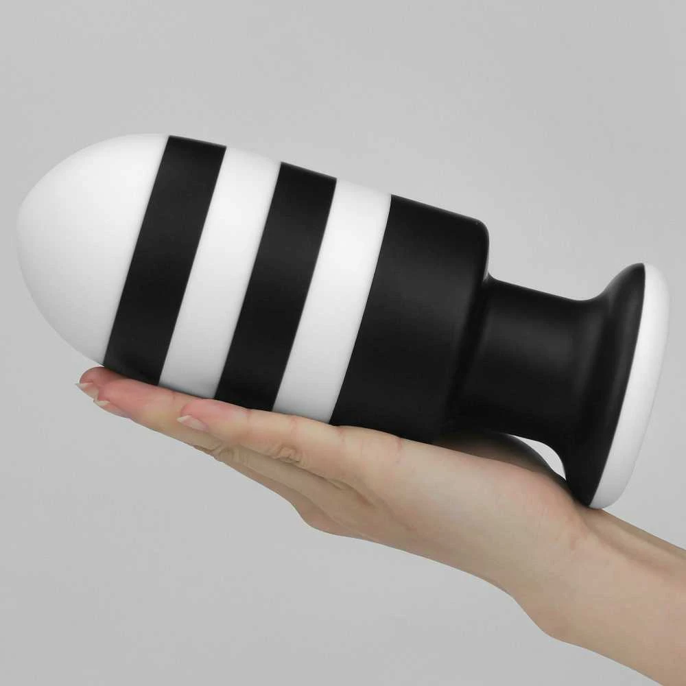 Lovetoy ANALINIS KAIŠTUKAS JUODA-BALTA SILIKONINIS ANALINIS KAIŠTUKAS 19,5 CM