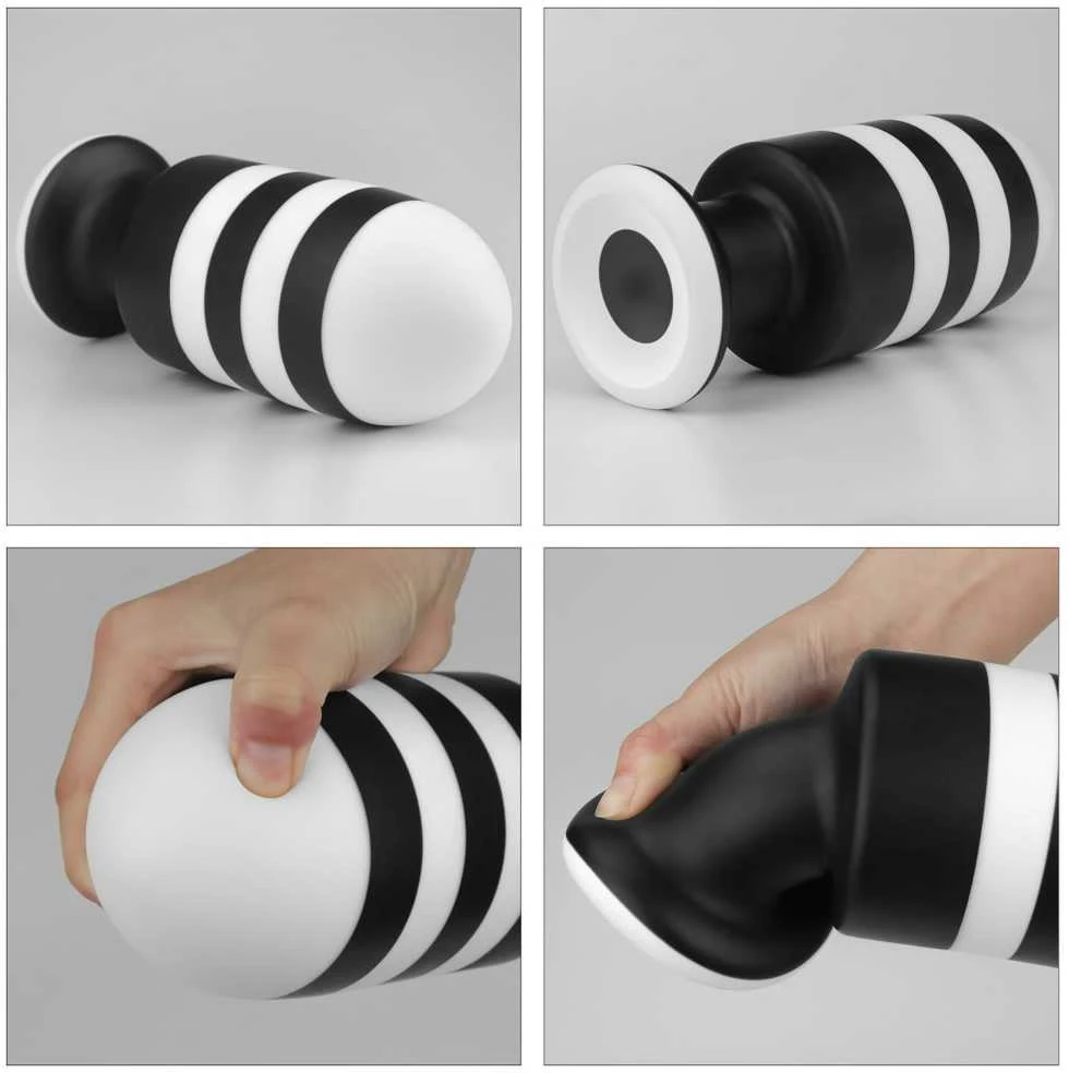 Lovetoy ANALINIS KAIŠTUKAS JUODA-BALTA SILIKONINIS ANALINIS KAIŠTUKAS 19,5 CM