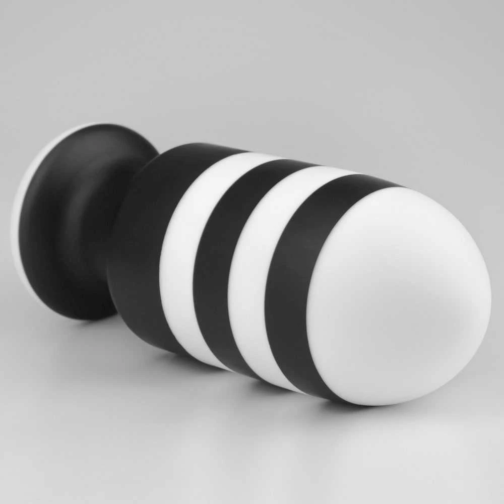 Lovetoy ANALINIS KAIŠTUKAS JUODA-BALTA SILIKONINIS ANALINIS KAIŠTUKAS 19,5 CM
