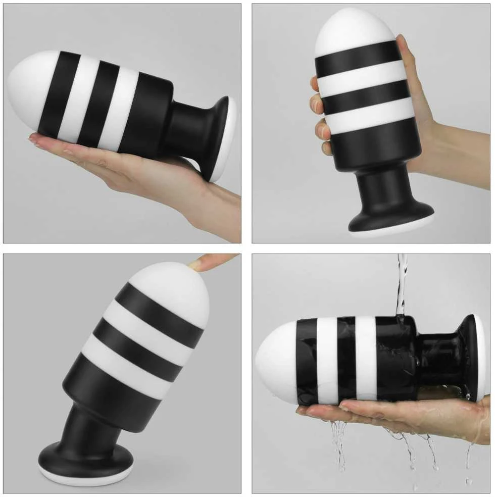 Lovetoy ANALINIS KAIŠTUKAS JUODA-BALTA SILIKONINIS ANALINIS KAIŠTUKAS 19,5 CM