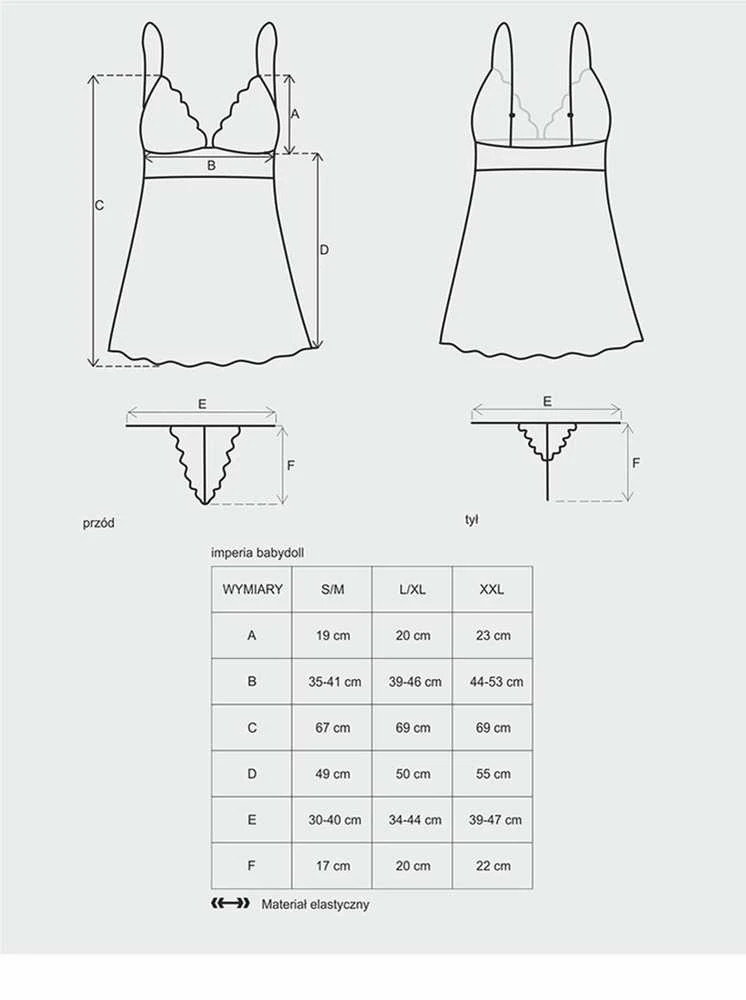 Obsessive - Idillia Babydoll ir Thong L/XL dydžio