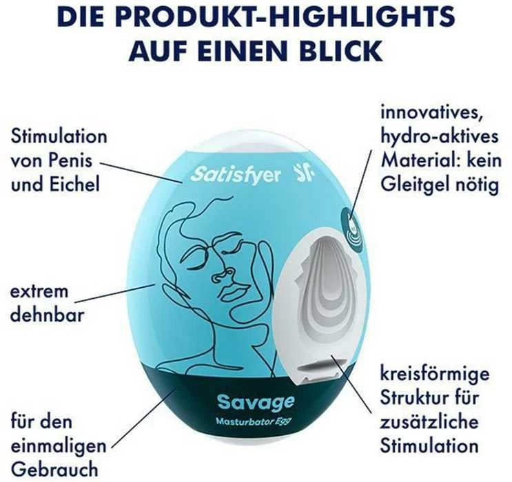 Satisfyer Masturbator Egg Savage kiaušinio formos masturbatorius