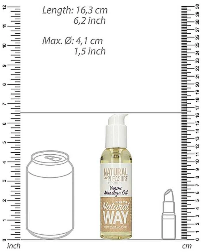 Shots Natural Pleasure Vegan erotinio masažo aliejus natūralus 150ml
