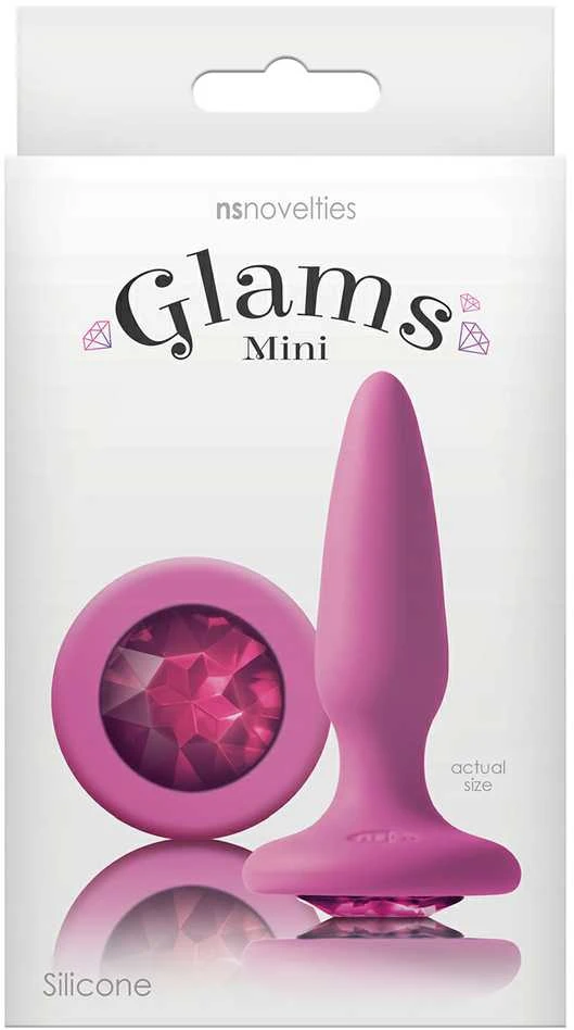 Rožinis GLAMS Mini analinis kamštis su kristalu