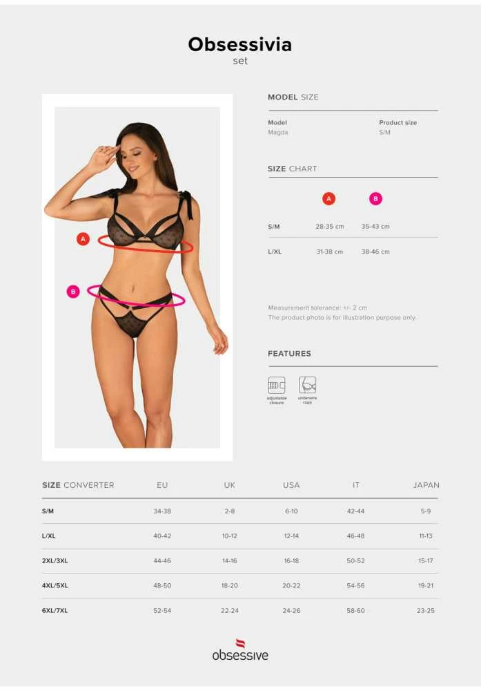 Obsessive seksualus 2 dalių komplektas Obsessivia 2-pcs Set Juodas S/M