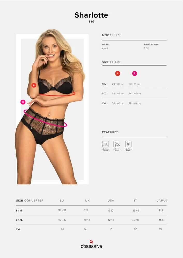 Obsessive - Charlotte 2 Pcs Set Juodas L/XL