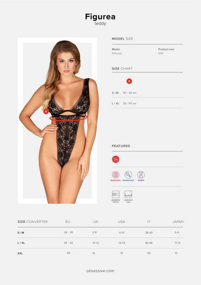 Obsessive - Figurea Body Juodas L/XL