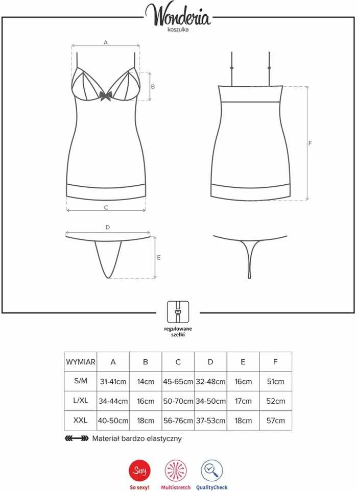 Obsessive - Wonderia chemise & thong juodas S/M