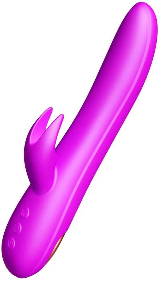 Ohh Šildomas vibratorius su sekso masažuokliu 20cm 10 režimų