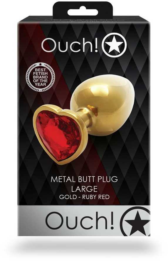 Auksinis metalinis analinis kamštis su širdelės formos akute