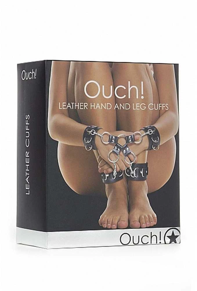 Ouch By Shots Oi! Kajdanki odiniai rankų ir kojų antrankiai - Juodas